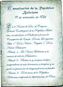 Texto de la Primera Constituci&oacute;n Pol&iacute;tica De Bolivia